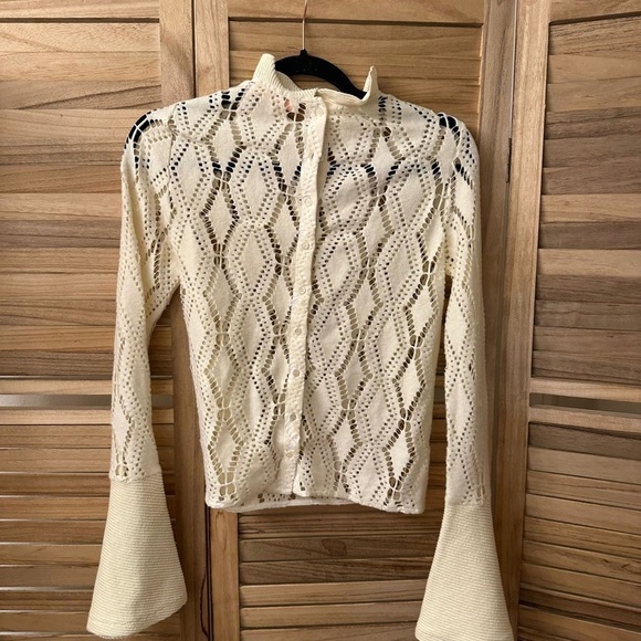 See by Chloe Bell Sleeve Crochet Top Size S - Picture 4 of 8
